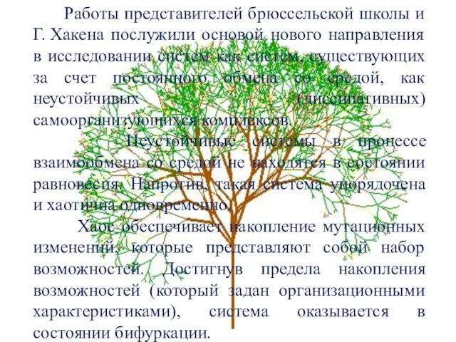 Работы представителей брюссельской школы и Г. Хакена послужили основой нового