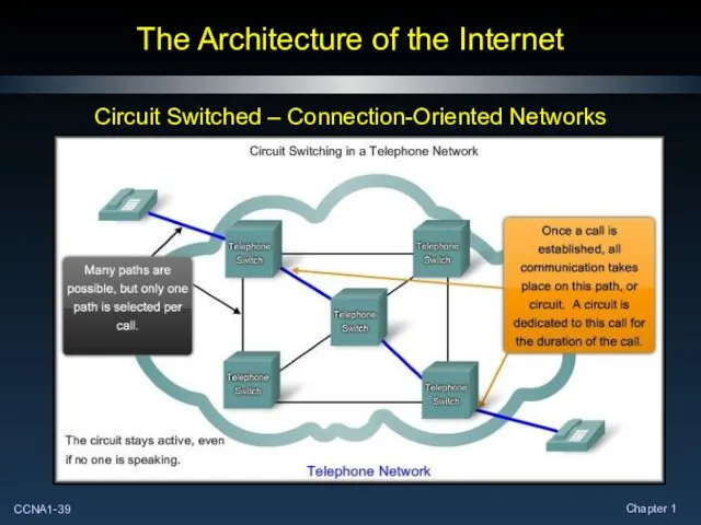 The Architecture of the Internet Circuit Switched – Connection-Oriented Networks