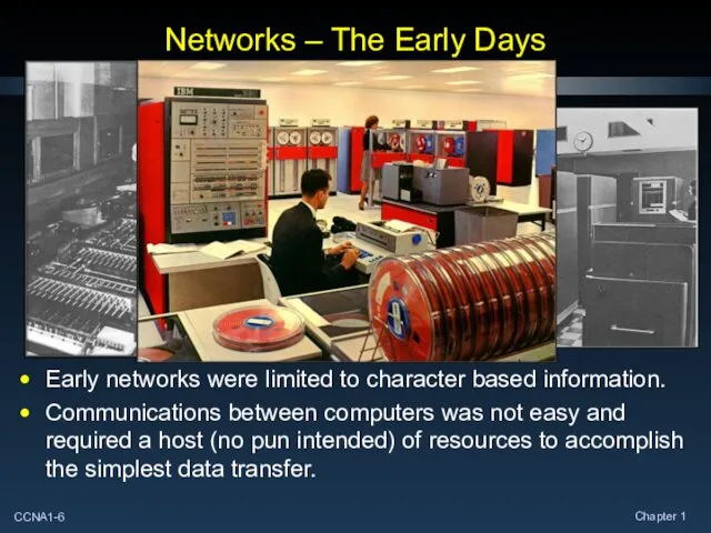Networks – The Early Days Early networks were limited to