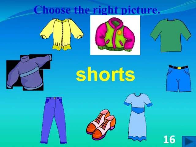 Choose the right picture. shorts 16
