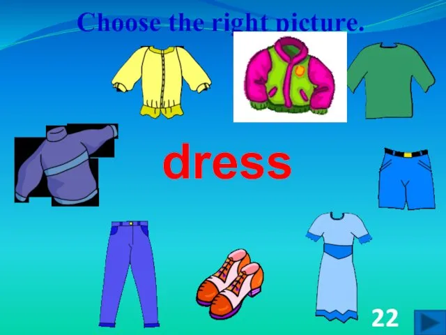 Choose the right picture. dress 22