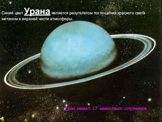Синий цвет Урана является результатом поглощения красного света метаном в