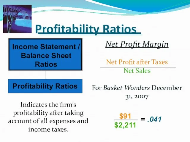 Profitability Ratios Net Profit Margin Net Profit after Taxes Net