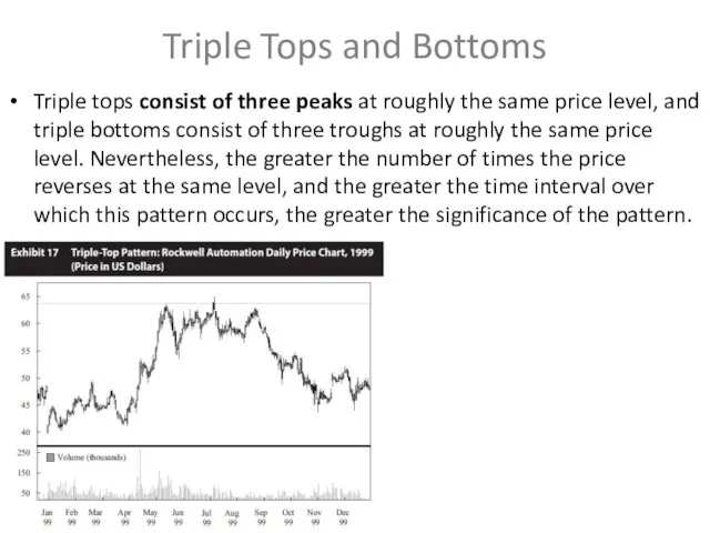 Triple Tops and Bottoms Triple tops consist of three peaks