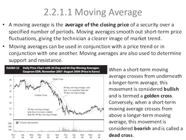 2.2.1.1 Moving Average A moving average is the average of
