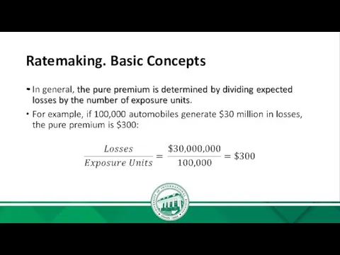 Ratemaking. Basic Concepts