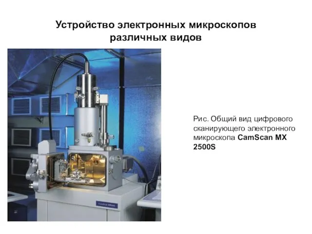 Устройство электронных микроскопов различных видов Рис. Общий вид цифрового сканирующего электронного микроскопа CamScan MX 2500S