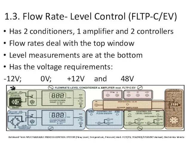 1.3. Flow Rate- Level Control (FLTP-C/EV) Has 2 conditioners, 1