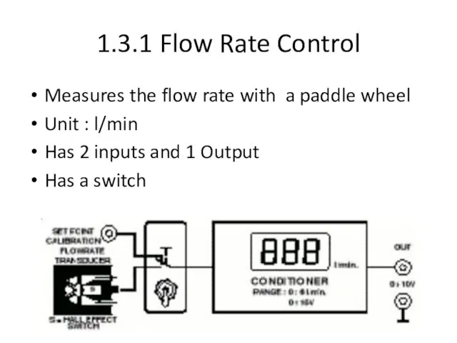 1.3.1 Flow Rate Control Measures the flow rate with a