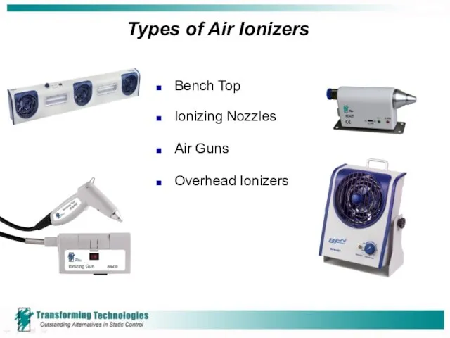 Types of Air Ionizers Bench Top Ionizing Nozzles Air Guns Overhead Ionizers
