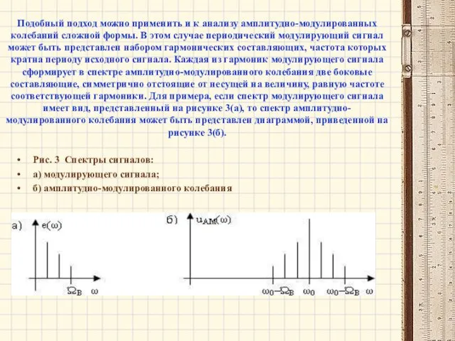 Подобный подход можно применить и к анализу амплитудно-модулированных колебаний сложной