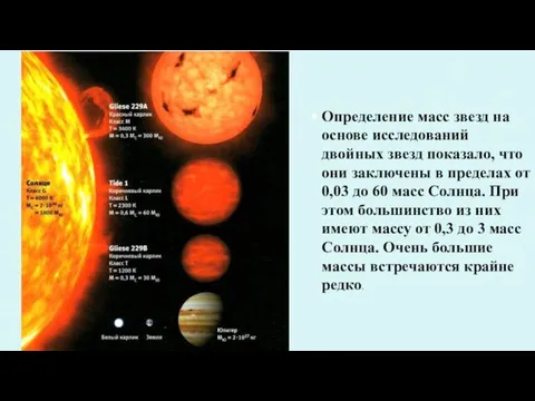 Определение масс звезд на основе исследований двойных звезд показало, что