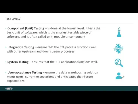 TEST LEVELS Component (Unit) Testing – is done at the