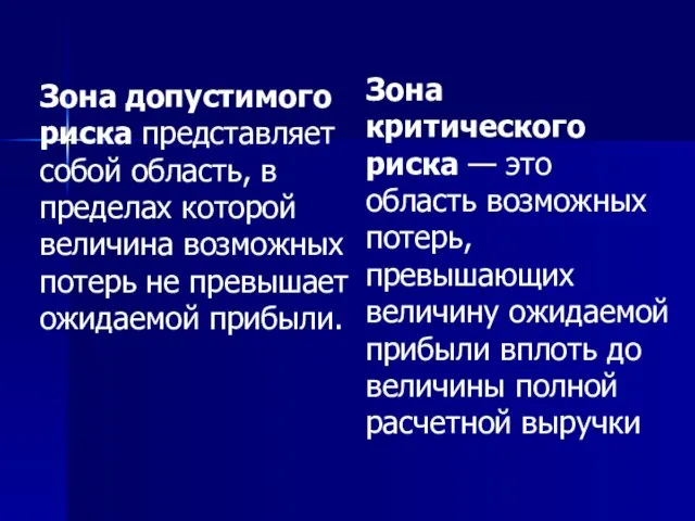 Зона допустимого риска представляет собой область, в пределах которой величина