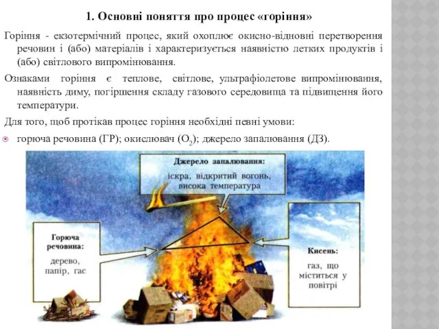 1. Основні поняття про процес «горіння» Горіння - екзотермічний процес,