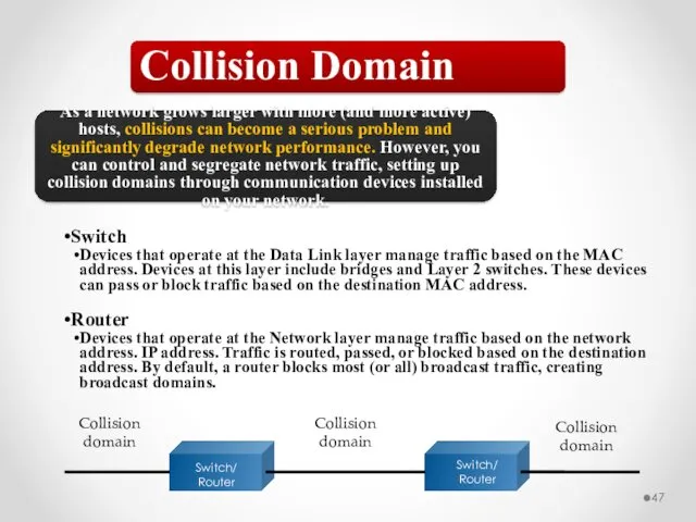 Collision Domain As a network grows larger with more (and