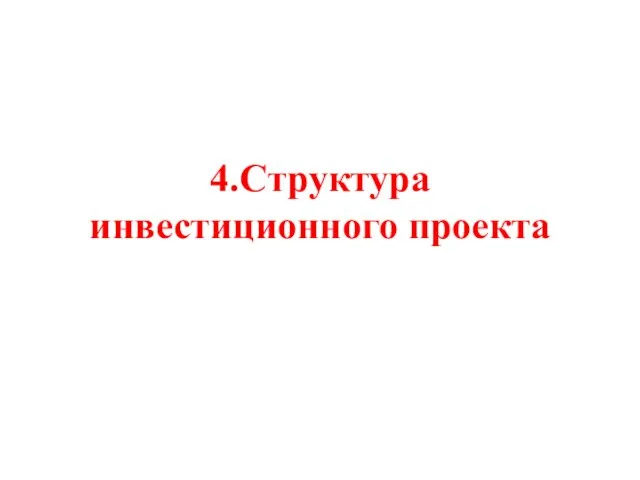 4.Структура инвестиционного проекта