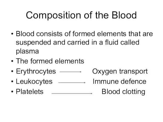 Composition of the Blood Blood consists of formed elements that