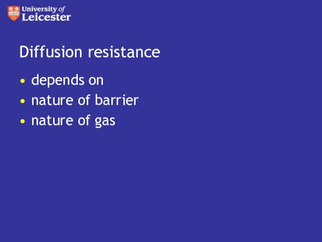 Diffusion resistance depends on nature of barrier nature of gas