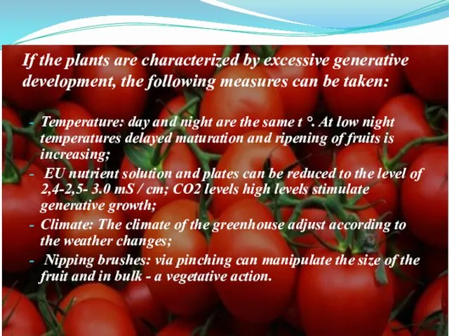 If the plants are characterized by excessive generative development, the