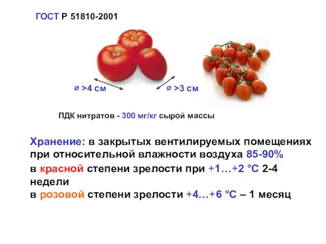 ∅ >4 см ГОСТ Р 51810-2001 ∅ >3 см ПДК