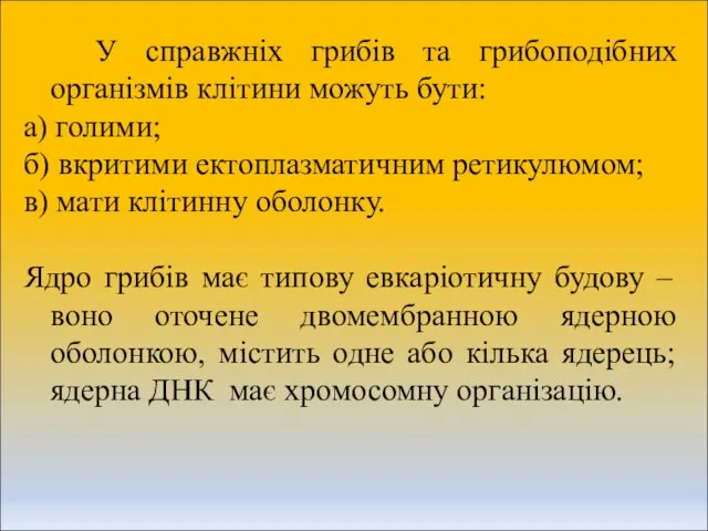 У справжніх грибів та грибоподібних організмів клітини можуть бути: а)