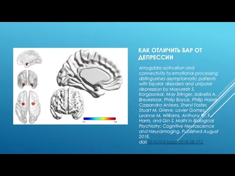 КАК ОТЛИЧИТЬ БАР ОТ ДЕПРЕССИИ Amygdala activation and connectivity to