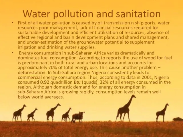 Water pollution and sanitation First of all water pollution is