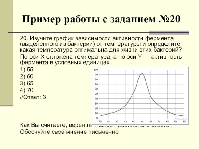 Пример работы с заданием №20 20. Изучите график зависимости активности