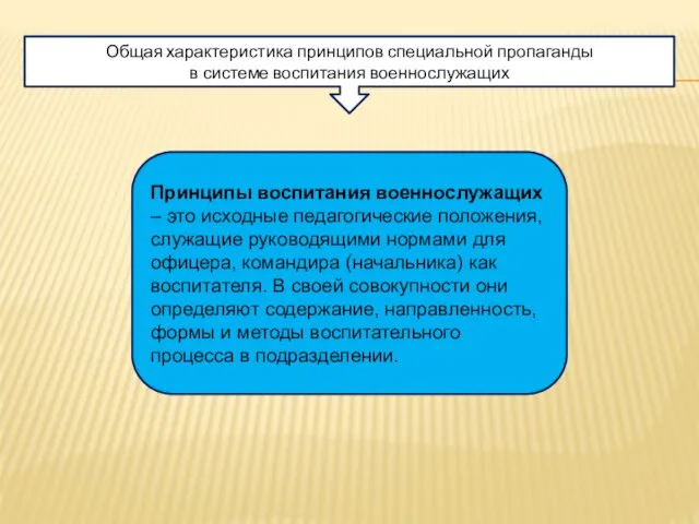 Общая характеристика принципов специальной пропаганды в системе воспитания военнослужащих Принципы