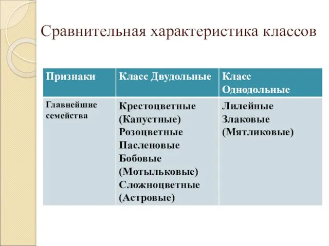 Сравнительная характеристика классов