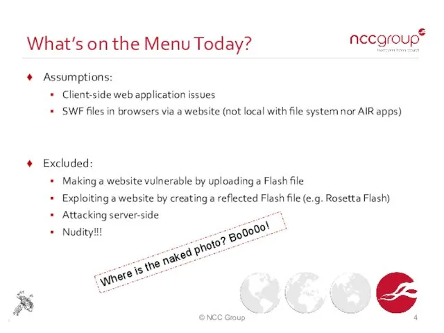 What’s on the Menu Today? Assumptions: Client-side web application issues