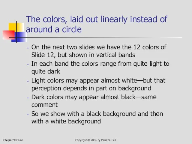 Chapter 9: Color Copyright © 2004 by Prentice Hall The