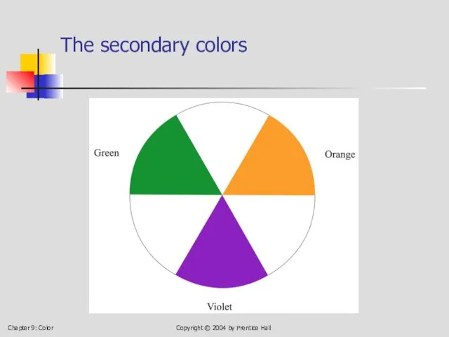 Chapter 9: Color Copyright © 2004 by Prentice Hall The secondary colors