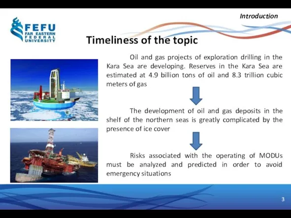 Timeliness of the topic Oil and gas projects of exploration drilling in the