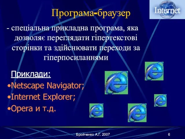 Бройченко А.Г. 2007 - спеціальна прикладна програма, яка дозволяє переглядати