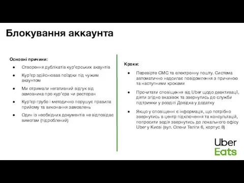 Основні причини: Створення дублікатів кур’єрських акаунтів Кур’єр здійснював поїздки під