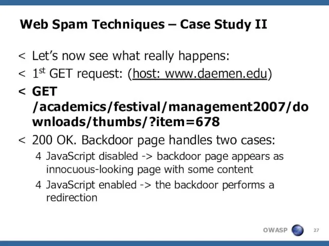 Web Spam Techniques – Case Study II Let’s now see