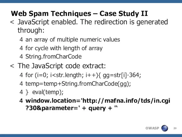 Web Spam Techniques – Case Study II JavaScript enabled. The