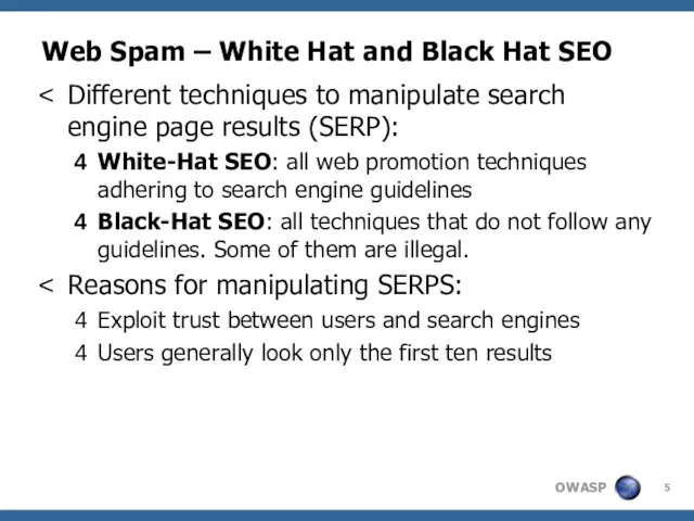 Web Spam – White Hat and Black Hat SEO Different