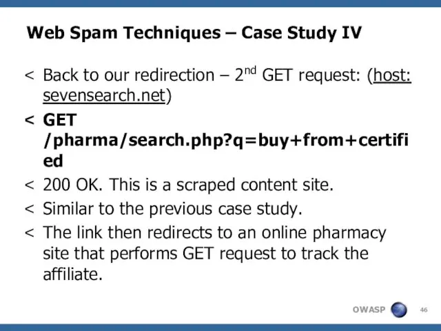 Web Spam Techniques – Case Study IV Back to our