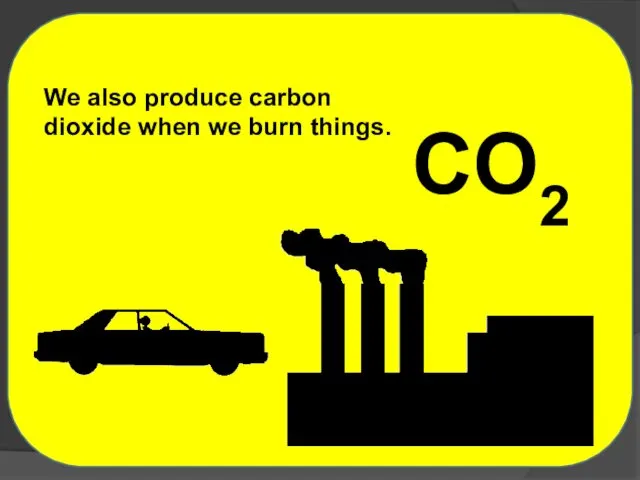CO2 We also produce carbon dioxide when we burn things.