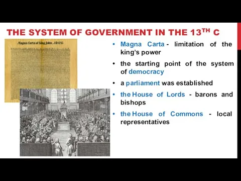 THE SYSTEM OF GOVERNMENT IN THE 13TH C Magna Carta