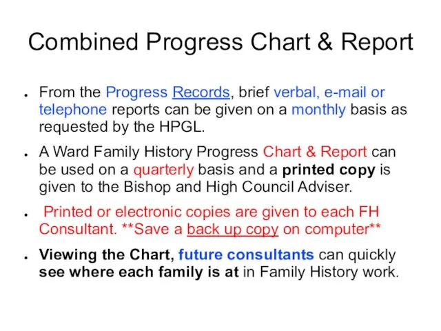 Combined Progress Chart & Report From the Progress Records, brief