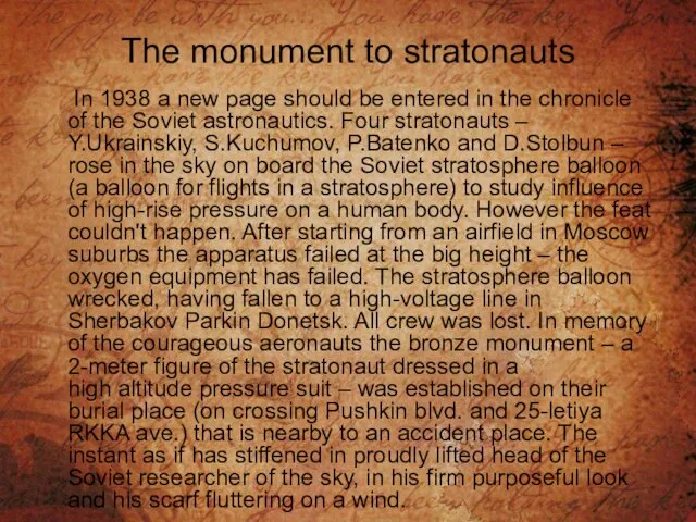 The monument to stratonauts In 1938 a new page should