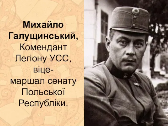 Михайло Галущинський, Комендант Легіону УСС, віце-маршал сенату Польської Республіки.