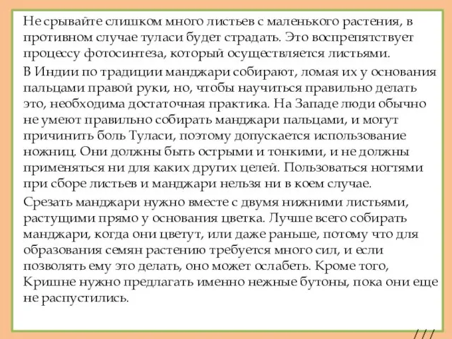 Не срывайте слишком много листьев с маленького растения, в противном