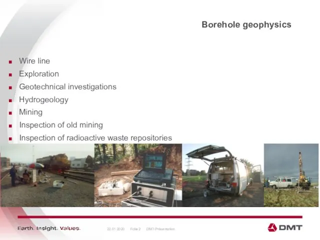 22.01.2020 DMT-Präsentation Folie Borehole geophysics Wire line Exploration Geotechnical investigations