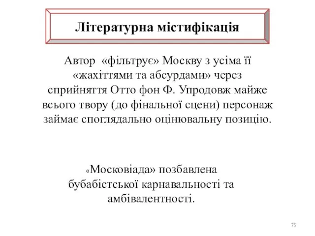 Літературна містифікація Автор «фільтрує» Москву з усіма її «жахіттями та