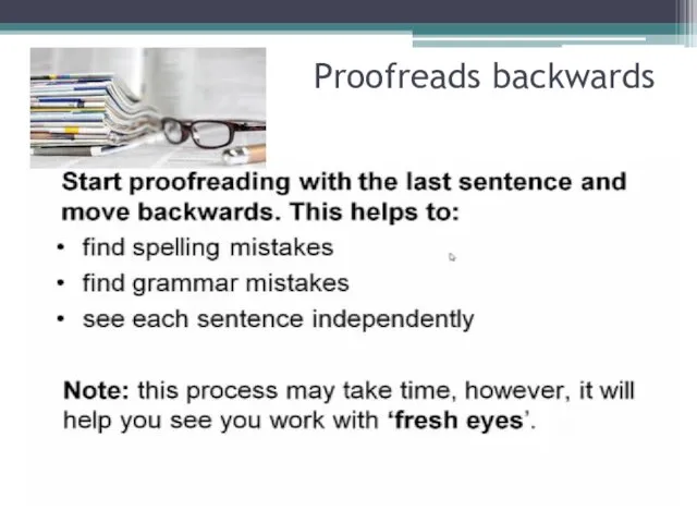 Proofreads backwards